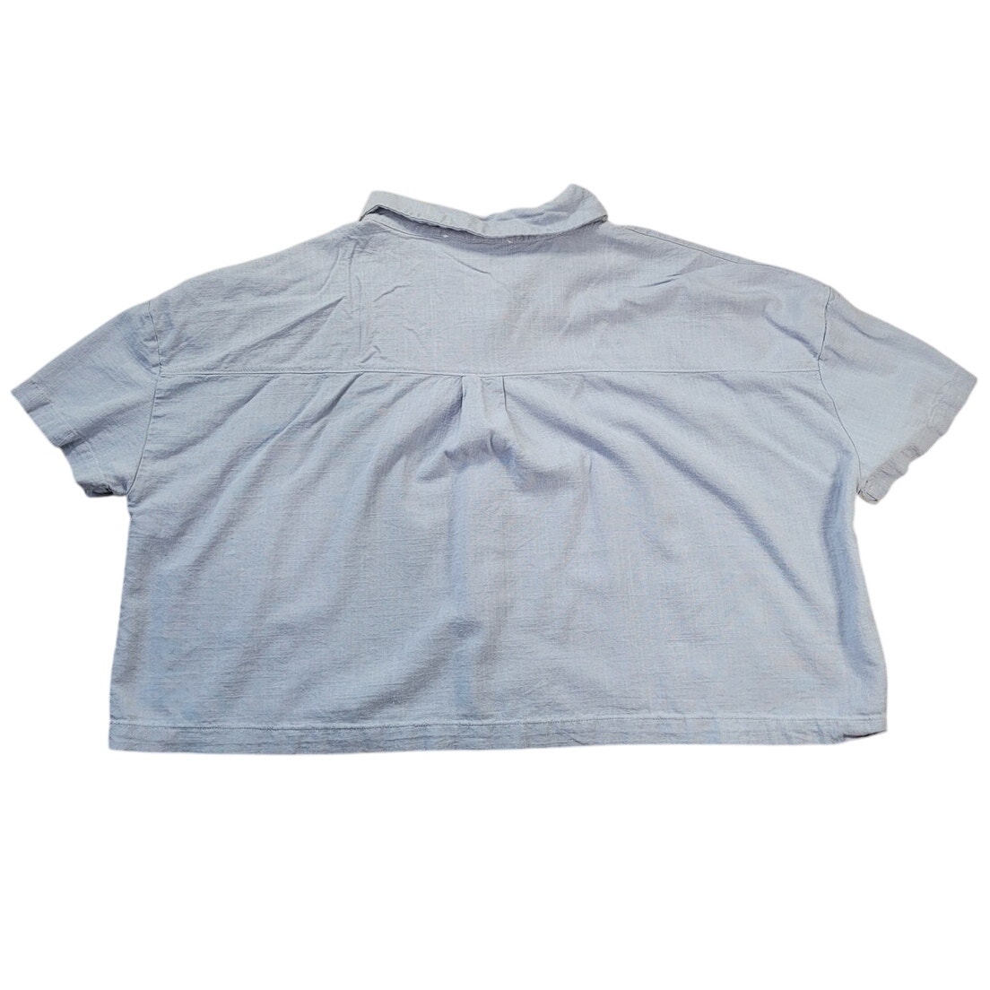 Holley Girl Gabbie Linen Crop Top L Coastal Boho Oversized Button Up — image 4 of 8